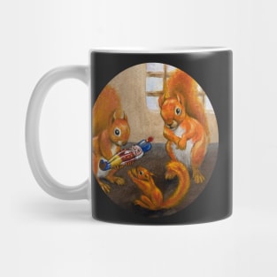 Red Squirrel Parents Give A Nutcracker For Christmas Mug